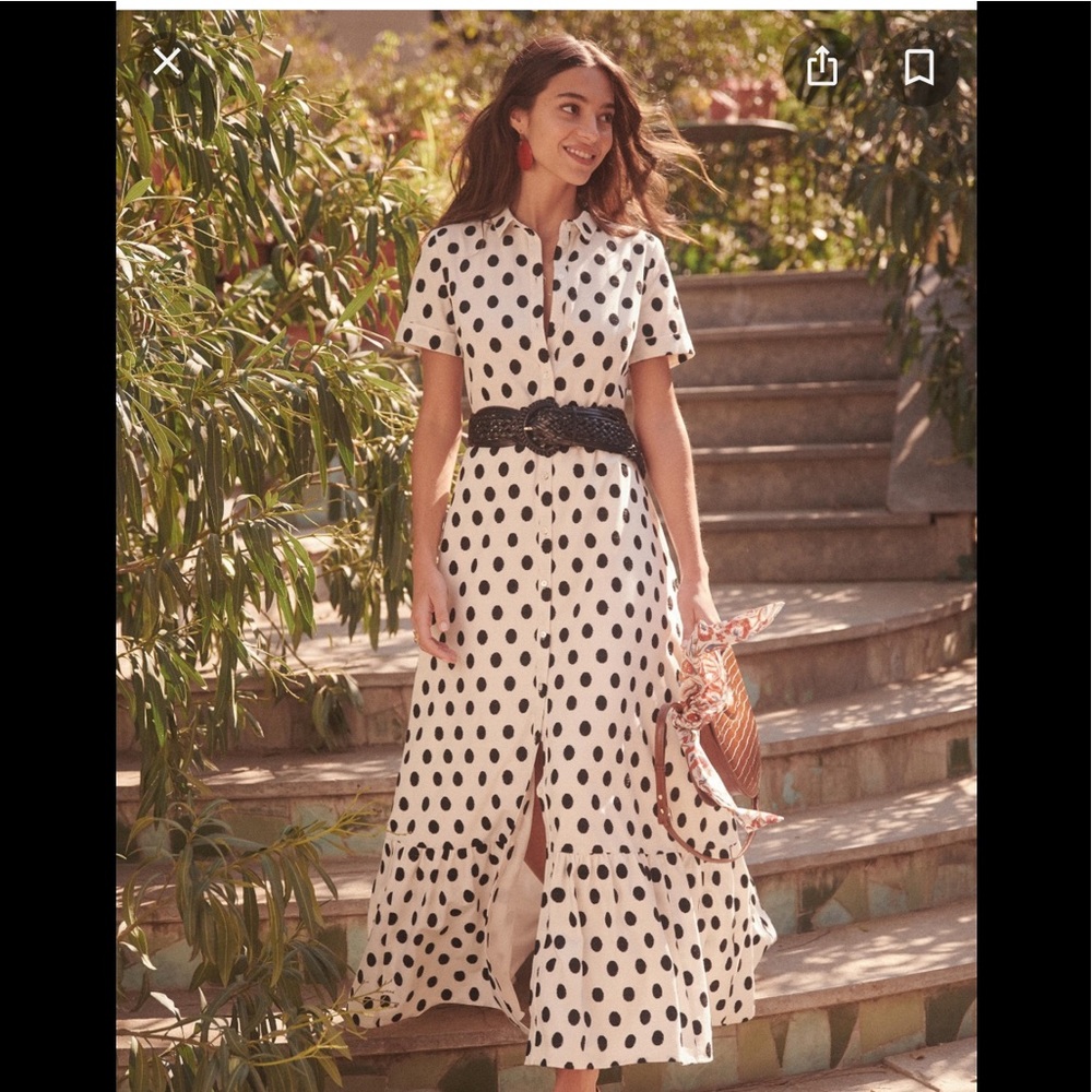 Sezane Delphine Dress Black and White Polka Dot Size 36